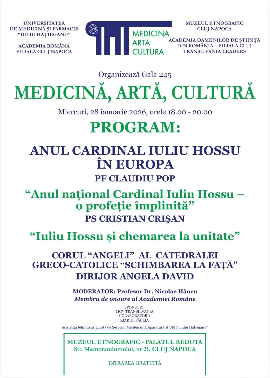 Prima gală din 2026 a seriei „Medicină, Artă, Cultură”